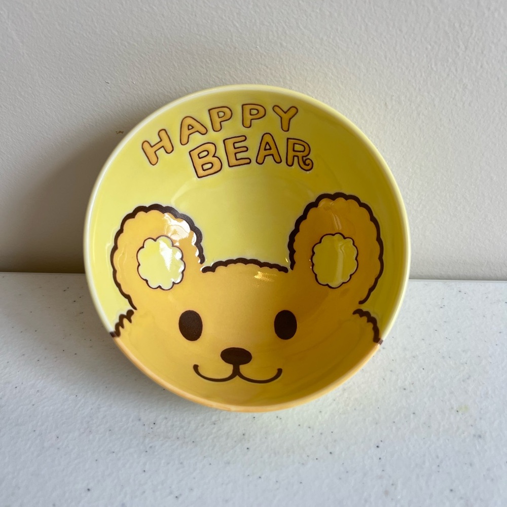 Happy Bear Yellow Rice Bowl Kafuh Japan Friendly Takane Cute Kawaii